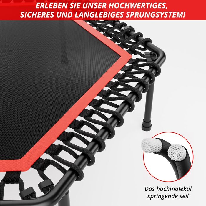 Батут фітнес 50 дюймів для дорослих – міні-батут для дому, міцний каркас, до 230 кг, чорний