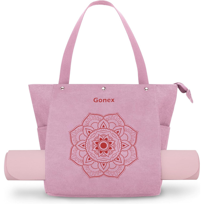 Сумка для йога-мату Gonex, Canvas водонепроникна сумка-тоут для пілатесу, фітнесу, подорожей, офісу, рожева