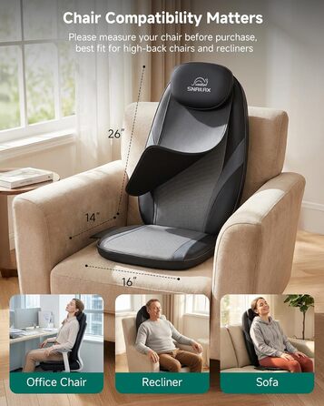 Масажне сидіння Snailax з функцією шиацу для шиї та плечей, масажер спини з підігрівом та вібрацією, крісло-масажер, подарунок для чоловіків та жінок