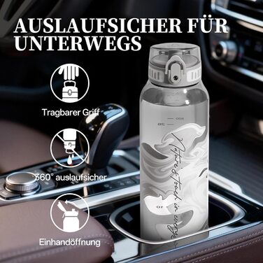 Дитяча пляшка для води UZSPACE 600 мл, спортивна, без витоку, з одноручним керуванням, для газованої води, миється в посудомийній машині, для школи та активного відпочинку, білий колір