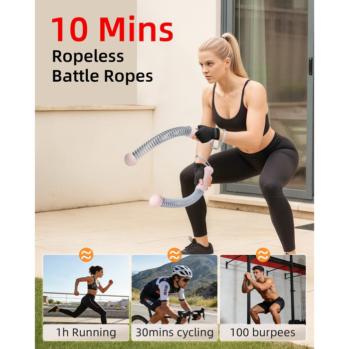 Битва-канат Abahub з утяжеленням, без мотузки, для дому: тиха домашня тренування, екіпірування для фітнесу, HIIT та аеробні вправи, 2 шт., рожевий