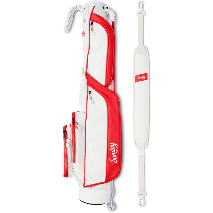 Гольф сумка Sunday Golf Loma: легка сумка з ременем та стійкою – ідеальна для коротких гольф-курсів, 79 см (червоно-біла)