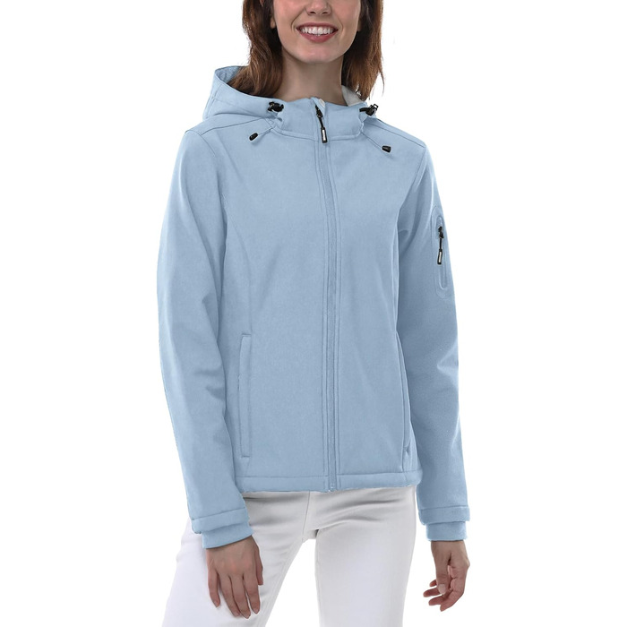 Жіноча мембранна куртка Outdoor Ventures Softshell: водонепроникна, дихаюча та вітрозахисна функціональна куртка з капюшоном для демісезону, небесно-блакитна, 4XL