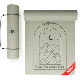 YOGALABS® Преміум йога-мат для фітнесу та пілатесу з екологічного TPE 185x60x0,6 см, нековзкий, без шкідливих речовин, дизайн Boho Mountains