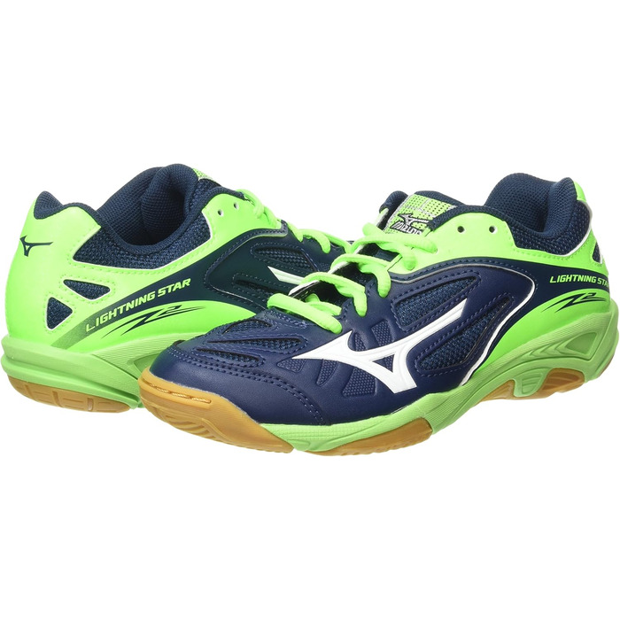 Дитячі спортивні кросівки Mizuno Lightning Star Z2 для залу, розмір 42 2/3 (34 EU), блакитний, білий, зелений