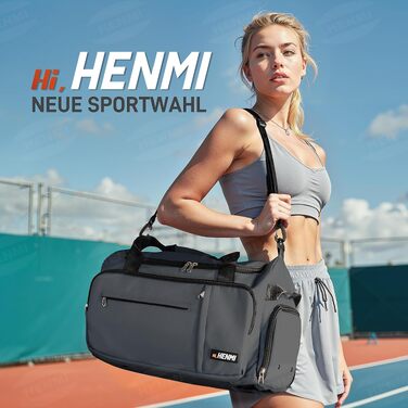 Спортивна сумка для подорожей та тренувань HENMI, 43 л, унісекс (Сіра)
