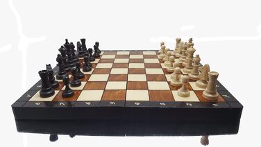 Велика магнітна дорожня шахова дошка з дерева 28 см Master of Chess, ручної роботи, для дорослих і дітей