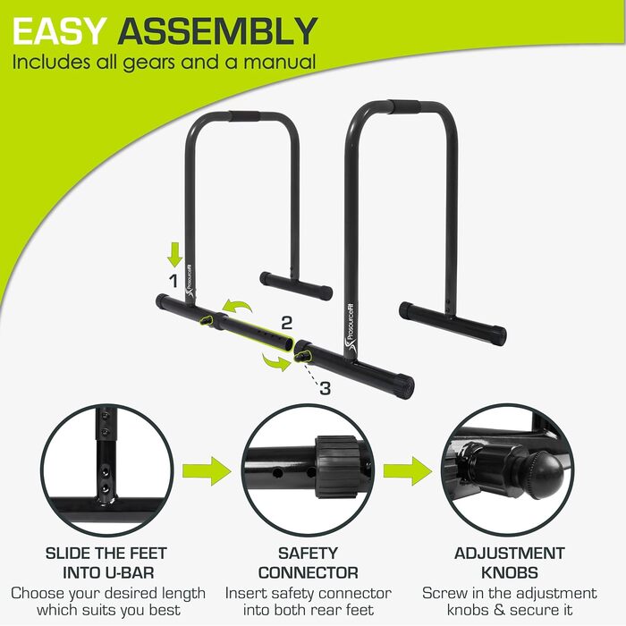 Стійка для віджимань ProsourceFit Dip Stand, міцна універсальна станція з безпековим з'єднувачем для трицепсів, підтягувань, віджимань та L-сітів, чорна