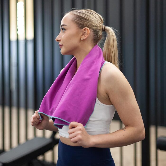 Рушник спортивний Meteor Sport Microfiber XL XXL 9 кольорів, надзвичайно легкий, швидковисихаючий, для фітнесу, подорожей, сауни, пляжу (50x90 см, баклажан)