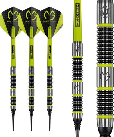 Дротики WINMAU Michael Van Gerwen Aspire 20 г, професійні, вольфрамові, для софттипу, з оперенням та стержнями