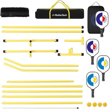 PickleTech PRO Набір для піклболу - професійний комплект з міцною сталевою рамою та PEHD сіткою