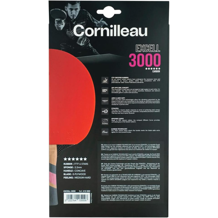 Ракетка для настільного тенісу Cornilleau Excell 3000 Carbon - професійна, карбонова