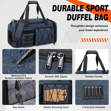 Спортивна сумка RAINSMORE 40L, водонепроникна, з відділенням для взуття, для чоловіків та жінок, для фітнесу, плавання, подорожей