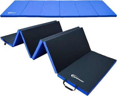 Складаний гімнастичний мат для дому eyepower 300x100 см, товщина 5 см, дитячий спортивний мат, м'який складаний мат для фітнесу, йоги, синьо-чорний