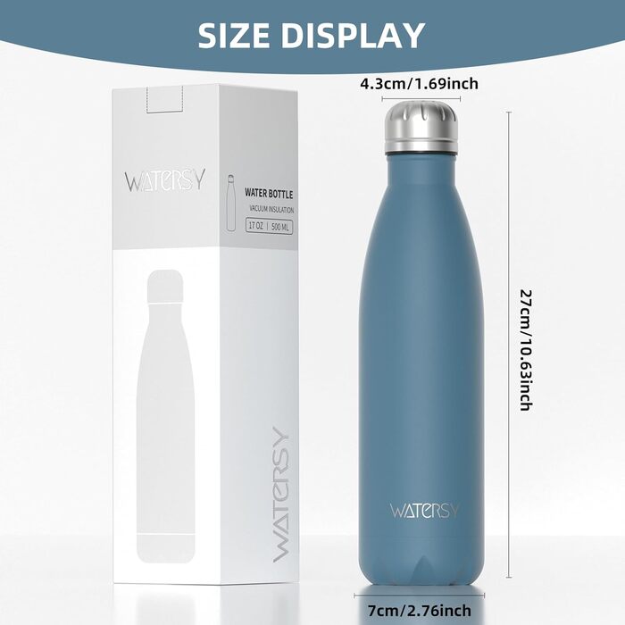 Дитяча термофляга WATERSY з нержавіючої сталі, 500 мл, Smogblau (з квітковим орнаментом)