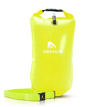 Плавальний буй Abahub з герметичним мішком (Dry Bag) для swimmers у відкритій воді, 15 л, зелений — водонепроникна допомога при плаванні з сигнальним свистком