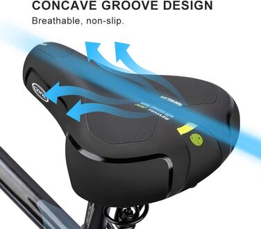 Велосипедне сідло CXWXC з піною пам'яті, ергономічне, водонепроникне, амортизуюче, 26 x 18,5 см, для MTB велосипедів (Чорне)