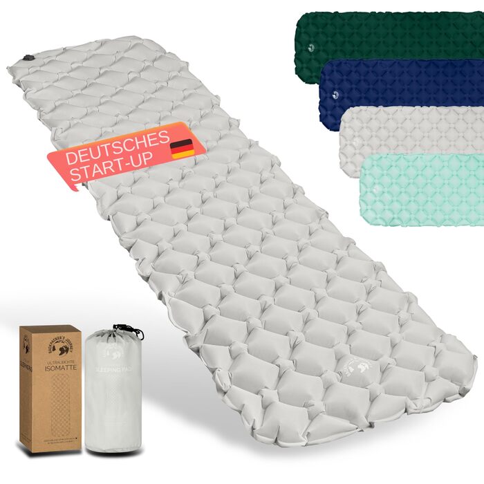 Килимок туристичний надувний Backpacker's Journey – Ultraleichte, легкий та компактний для кемпінгу, велопоходів та відпочинку на природі. Сірий