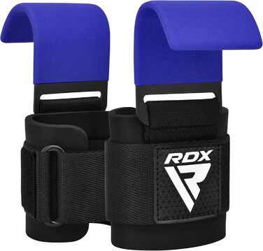 RDX гачки для тяги та підйому ваги, 8 мм, з м'якою підкладкою, захистом зап'ястя, для бодібілдингу, пауерліфтингу, кросфіту, чоловічі та жіночі, нековзні, сині