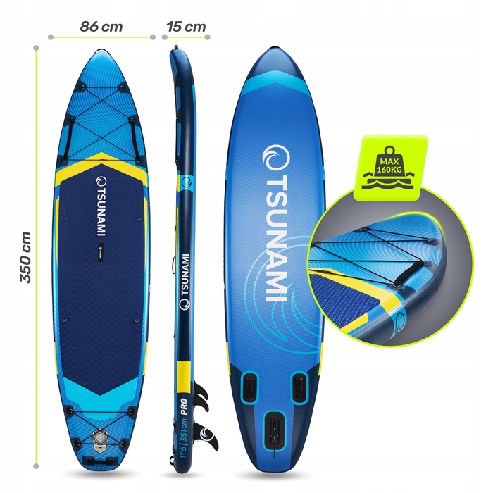 Надувна SUP-дошка Tsunami, 350 см, багатоколірна, однокамерна