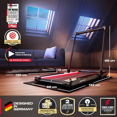 Біговий тренажер Sportstech sWalk Plus – складний, Bluetooth, LED дисплей, змащення, швидкість до 12 км/год
