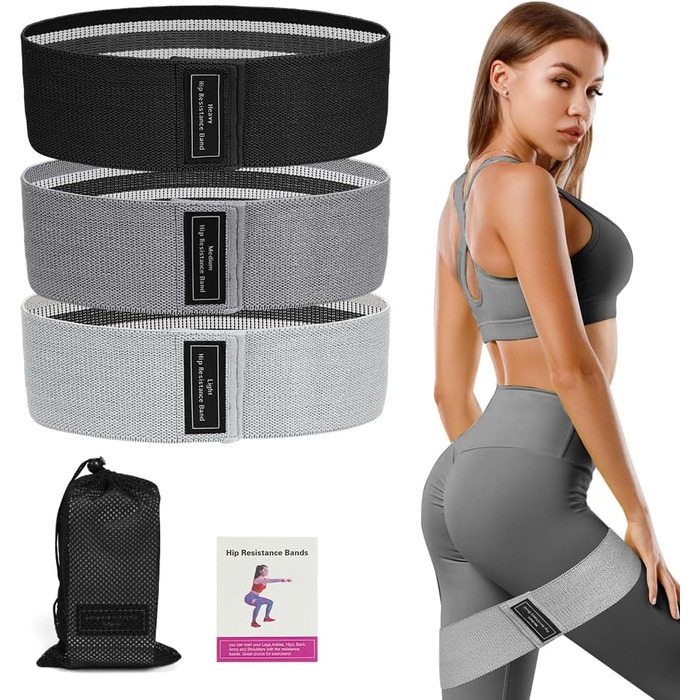 Фітнес-резинки Flintronic для стегон, набір еластичних стрічок для фітнесу, йоги, пілатесу, силових тренувань, тренувань ніг (C-чорний+D-темно-сірий+С-світло-сірий)