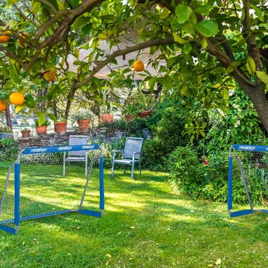 Футбольні ворота для саду Relaxdays, набір 2 шт, для дітей та дорослих, 110x150x75 см, металеві, сині, міцні ворота для футболу