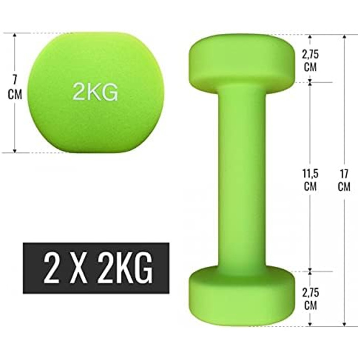 GORILLA SPORTS® Набір гантелей 12 кг з кейсом, нековзкі неопрена, 2×1 кг, 2×2 кг, 2×3 кг, для фітнесу, аеробіки та силових тренувань