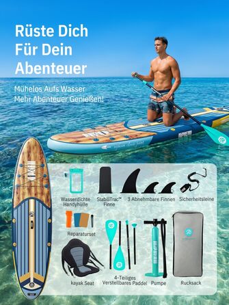 Надувне SUP Board Bluewood Surge 320см з аксесуарами та сидінням. SUP для 2 осіб, 200кг, StabilTrac-Fin