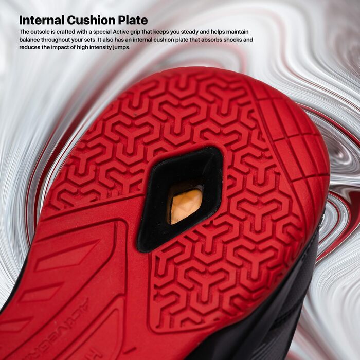 Професійне бадмінтонне взуття Hundred Court Star для чоловіків, чорно-червоне, 44 EU, не залишає слідів