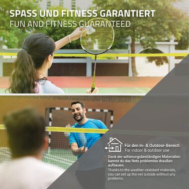 Мережа для бадмінтону та тенісу Hauki 400/500 см, чорно-синя, з сіткою для волейболу, 3 волани, сумка, сталевий каркас