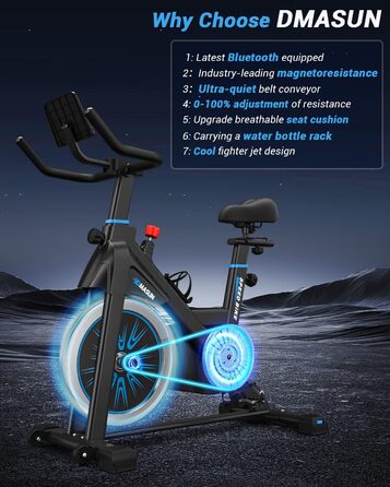 Велотренажер DMASUN 8715C з магнітним опором, велоергометр з LCD-дисплеєм, фітнес-велосипед для дому, до 160 кг