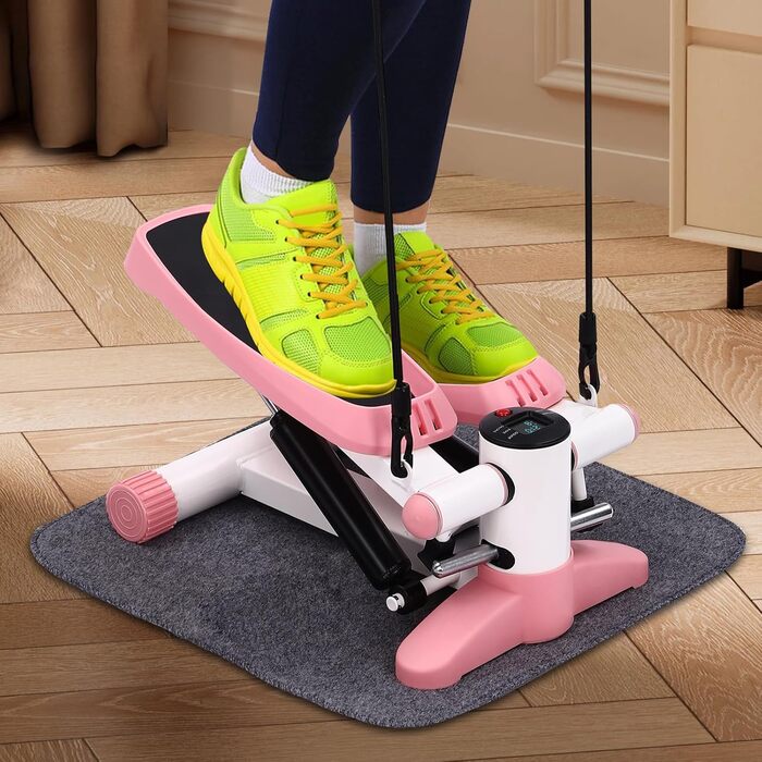 Степпер для дому Swing Stepper 150 кг з LCD-дисплеєм, тренажер для фітнесу та рук, рожевий