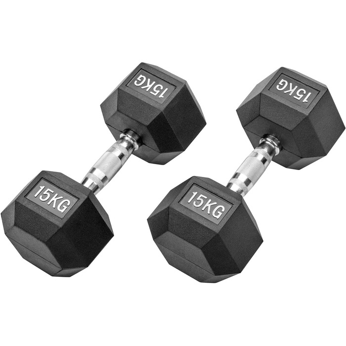 Гантелі Hexagon Studio 30 кг (2x15 кг), гумові, чорні