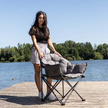 Крісло-трансформер Skandika Moonchair XL/Mala для кемпінгу та відпочинку | Зручне складне крісло з міцним сталевим каркасом | Для дому, саду, балкону та подорожей (Moonchair Premium Xl, сірий)