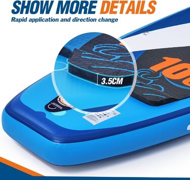 Надувний SUP борд Zupapa 366см/320см (320см) з аксесуарами | Stand Up Paddle Board (SUP) та каяк-сидіння | Чорно-біло-сірий, блакитно-біло-помаранчевий