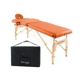 Складаний масажний стіл Quirmed Easy з дерева, оранжевий, 186 x 66 см, для фізіотерапії та масажу, з регулюванням висоти, з штучної шкіри, 2 секції