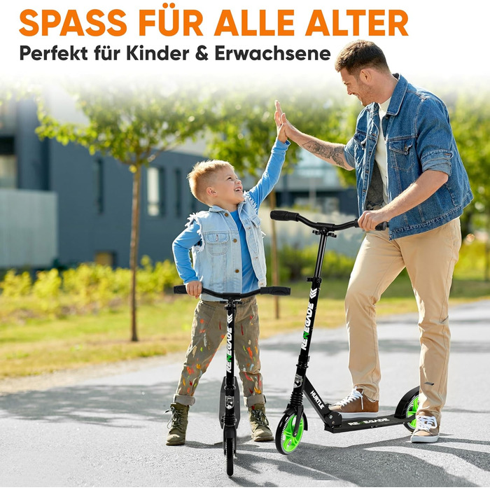 Міський ролер Hurtle Roller Kinder 10 років, складний та регульований по висоті (84–98 см), самокат для дітей та дорослих зі стійкою, з ремінним плечем, до 100 кг (Runner)