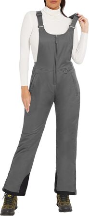 Жіночі гірськолижні штани GEMYSE, водонепроникні, вітронепроникні, з регульованими лямками, комбінезон для холодної погоди (XL, сірий)