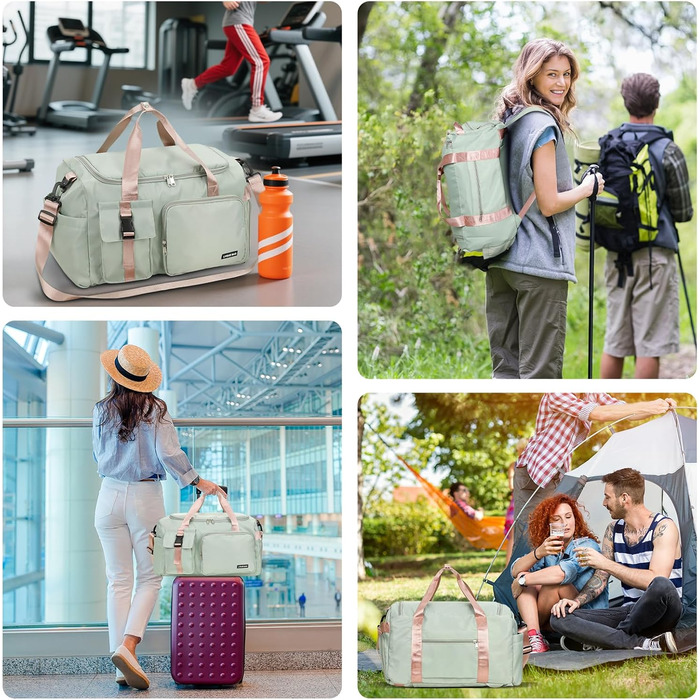 Спортивна сумка Cozary 42L: водонепроникна, з відділенням для взуття та мокрих речей, ідеальна для тренувань, подорожей та бізнесу (зелена)