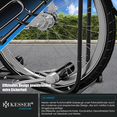 Підставка для велосипеда KESSER® для MTB, E-Bike, Citybike, шосе, з повітряним насосом | Рейс-стійка, для шини до 65мм | Чорний колір