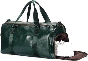 Спортивна сумка з відділенням для взуття та мокрих речей, дорожня сумка з PU шкіри, велика, водонепроникна, для фітнесу, подорожей, спортзалу, чоловіча/жіноча (Зелена)
