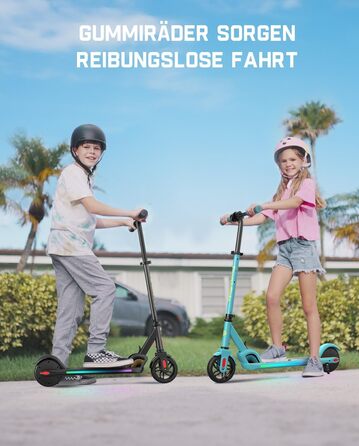 Електросамокат FanttikRide C9 Pro для дітей від 8 років, регульований, LED-дисплей, кольорове підсвічування, швидкість до 16 км/год, пробіг 8 км, складаний, чорний
