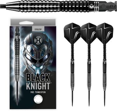 Набір дротиків Harrows Black Knight 90% вольфрам, 22-25 г, сталевий наконечник, Black Carbon ST Midi, Micron Black Knight Flights