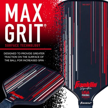Професійна ракетка для піклболу Franklin Sports Signature Series з MaxGrit поверхнею, поліпропіленовим ядром 13 мм і 16 мм, сертифікована USAPA для турнірів