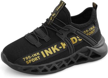 Дитячі кросівки для бігу та повсякденного носіння. Легкі, чорні, розмір 38 EU. Дихаючі, спортивні, для активних дітей.