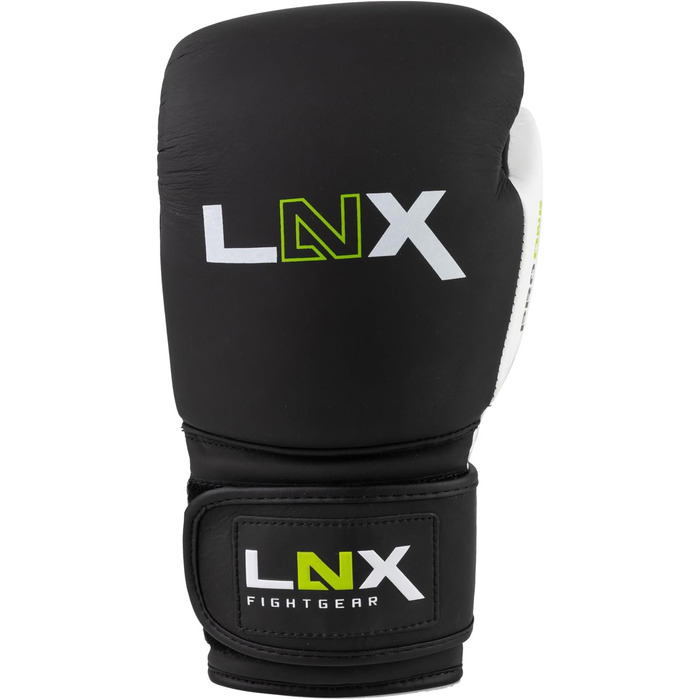 Боксерські рукавички LNX Pro-One зі шкіри, професійні для спарингу та тренувань, 14 унцій, чорні/чорно-білі, для чоловіків і жінок