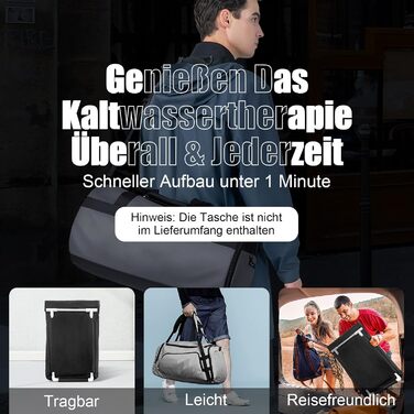 Овальна льодяна ванна CalmMax XL 105 см з кришкою – складана ізольована ванна для холодної терапії, для спортсменів і домашнього використання, чорна