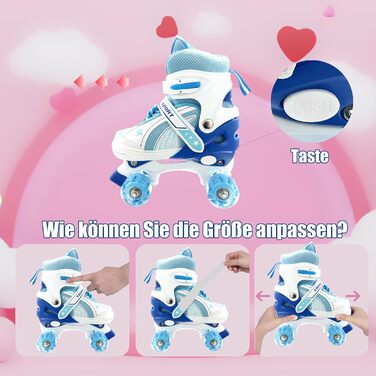 Ролики для дівчаток 4-12 років - регульовані ролики для дітей, для дому та вулиці (L(36-39 EU/240-270 mm), блакитний 702)