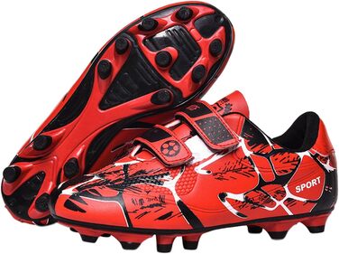 Дитячі футбольні бутси Kinder - червоні, унісекс, з кріпленням на липучці, для тренувань та гри на траві, розмір 34 EU
